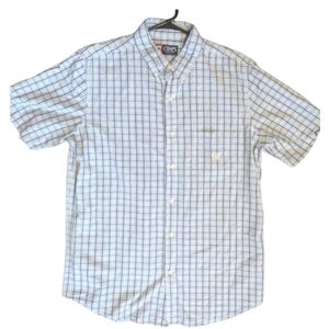 Chaps medium short sleeve dress shirt men's blue and white plaid